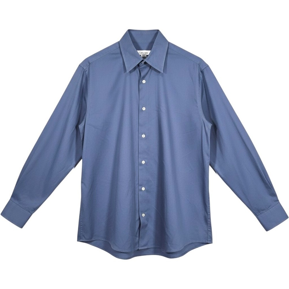 Calvin Klein Button Down Shirt Mens Medium Blue Modern Fit Stretch L/S Office